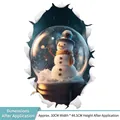 Adhesivo de pared 3D navideño con muñeco de nieve en bola de cristal y efecto de pared rota - Muñeco de Nieve 3D Bola de Neve / Mediano (Diseño de 45x30cm)