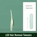 Luminous ear tweezers set in light green with USB charging cable and storage case - Rechargeable LED Ear Tweezer