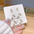 Orecchini a nappa foglia d'oro con aghi in argento S925 e zirconi cubici scintillanti - Frangia a Serie di Foglie con Zircone Oro (E0094 Oro)