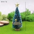 Miniature 10cm green Christmas tree with colorful baubles and gold Merry Christmas sign - 10cm Pentagram Top