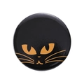 Creative tinplate badge featuring a black base with an orange minimalist cat face design - Black Cat Face