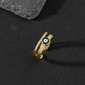 Macro shot of double-layer evil eye ring with 18K gold plating and micro-pave crystals - F-Double Layer Enamel Eye