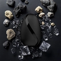 Sleek black massage device with wave texture on volcanic rocks and ice blocks - New Egg Shape - Black