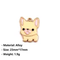 Pendentif bouledogue français en émail jaune crème, 23x17mm pour bijoux DIY créatifs - Pékinois