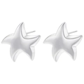 Orecchini a perno a forma di stella marina in argento lucido con finitura minimalista - Oro Bianco