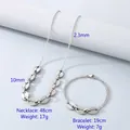 Set gioielli collana e bracciale in acciaio inossidabile argento con maglie e dimensioni - Stile 2 Braccialetto (Colore Acciaio)