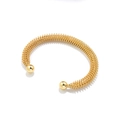 Brazalete de resorte de acero inoxidable chapado en oro de 18K con extremos redondos - Estilo 1 (Tubogas Dorado) / Dorado