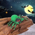 Figurine d'araignée miniature verte d'Halloween avec yeux rouges sur branche en bois - Style F Araignée Verte