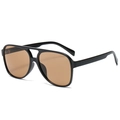Occhiali da sole aviator neri classici con lenti marroni e doppio ponte - Montatura Nero Lucido Lente Tè Completa