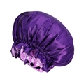 Cuffia da notte extra large in raso a doppio strato viola scuro con bordo in pizzo viola - Viola scuro