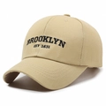 Retro khaki cotton baseball cap with Brooklyn embroidery and adjustable strap back - Deep Beige