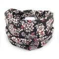 Bohemian style black floral wide headband with pink and white flower patterns - 41-Black Pink Floral