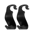 Dual black multi-functional car seat headrest hooks in durable plastic S-shape design - Adjustable