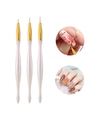 Set of 3 professional nail art liner brushes with white pearlescent handles and fine tips - Dazzling White Gold Handle Liner Brush / 3pcs