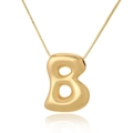 Macro-opname van gepolijste gouden 3D bubble letter B hanger met elegant spiegelbeeld - B (D1013)