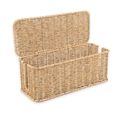 Handwoven rattan-style foot-shaped storage basket in natural wood finish for desktop snacks - Cable Management Box with Lid / 31.5*13*13CM