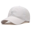 White breathable nylon baseball cap with silver shield S logo and curved brim - Standard / White