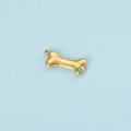 Golden bone-shaped pendant with blue zirconia stone and minimalist hanging loop - Gold Color March