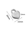 Silver stainless steel heart lock pendant charm with 20mm height and 15mm width - Heart Lock-16 / Steel