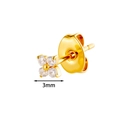 3mm golden titanium piercing stud with flower shaped zircon and flat back post - Gold Small 3mm Ear Needle