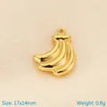 Golden hollow banana fruit pendant in stainless steel for DIY jewelry, size 17x14mm - Gold Banana Cluster Style (KLJ10035-Z)