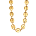 Golden coffee bean chain necklace with pig nose links in polished titanium steel - Gold Color 10mm Necklace