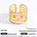Multi-layer 18k gold plated stainless steel ring with colorful purple and yellow accents - Multilayer Geometric Style (JZ21366)