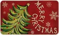 Close-up of red Christmas door mat with festive tree patterns and durable stitched edges - 40*60cm / Christmas Decor-Red Green Tree