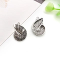 Antique silver shell charm pendant for DIY jewelry making with detailed relief texture - 16x22mm Marine Conch Style B