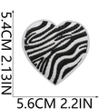 Detailed size specifications for zebra-striped heart embroidered patch in black and white - Black and White Zebra Heart (No. 16)