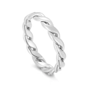 Elegant silver twisted rope ring in minimalist stainless steel with polished finish - Style D Steel Color (KR104731-KFC)