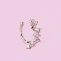 Macro shot of silver U-shaped ear cuff with sparkling square zircon stone inlay - Square Zircon U Shape Style(A2214) / Silver