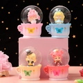 Luminous ocean shell crystal balls on vintage cup bases in pink, blue, yellow and red - 2540# (lights + Snowflakes)
