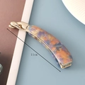 Detail view of 11cm banana hair clip showing purple marble texture and gold metal hinge - 4# Dreamy Multicolored Acetate Banana Clip