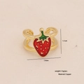 Orecchini a fragola in rame dorato con smalto rosso e verde per donna e ragazza - Stile Fragola (4# Fragola Singola)