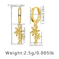 18K gold plated hoop earrings with coconut tree charms and precise size measurement data - Coconut Tree