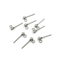 S925 sterling silver ball head ear pins with loops for DIY jewelry making in silver finish - White K Stainless Steel Ball Stud with Loop 3x16mm