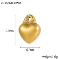 Golden stainless steel heart pendant charm showing dimensions of 0.9cm height and 0.7cm width - Gold Polished Heart