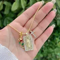 Detail der 18K vergoldeten Kordelkette mit Zirkonia-Kreuz, Madonna und Rosenanhänger - Rose Jungfrau Maria Kreuz Set