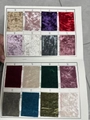 Close-up of a 16-color swatch card for gold-stamped velvet Christmas ribbons - Other Colors Custom