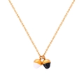 Detail of gold chain necklace featuring black and white acorn pendants with size dimensions - Black and White Acorn Style / Gold Necklace-Two-tone Acorn
