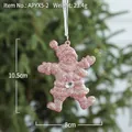Pink glitter Santa Claus hanging ornament with clear crystal detail for Christmas decor - Pink Snowman