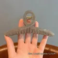 Minimalist grey translucent hair claw clip with 12.5cm twisted spiral design - Crisscross Jelly Gray - Approx 13cm
