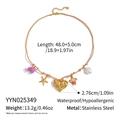 Detail of bohemian woven necklace with dimensions 48cm plus 5cm and heart charm size - Colorful Rope Sea Turtle Starfish Heart Style (YYN025349)