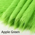 Fruit green long faux fox fur fabric with dense plush texture for DIY sewing projects - 5cm Width * 180cm / Fruit Green