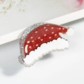 Sparkly red Christmas hat hair claw clip with white snowflakes and silver glitter finish - Red Christmas Hat