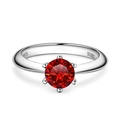 Klassischer 1ct roter Moissanit Ring mit Sechsklauen S925 Sterling Silber Fassung - US 7 / Granatrot