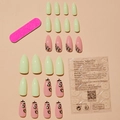 Set de uñas postizas verde claro con diseño de leopardo y herramientas de manicura - Estilo Leopardo Verde Lima y Rosa(XC-38-93)