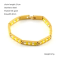 18K gold plated stainless steel bracelet with yellow beads, 21cm length and 8mm width - Yellow Transparent Beads (344)