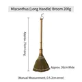 Handmade 200g miscanthus broom with bamboo handle, 72x26cm natural cleaning tool - Long Handle Style / 72cm Long 26cm Wide